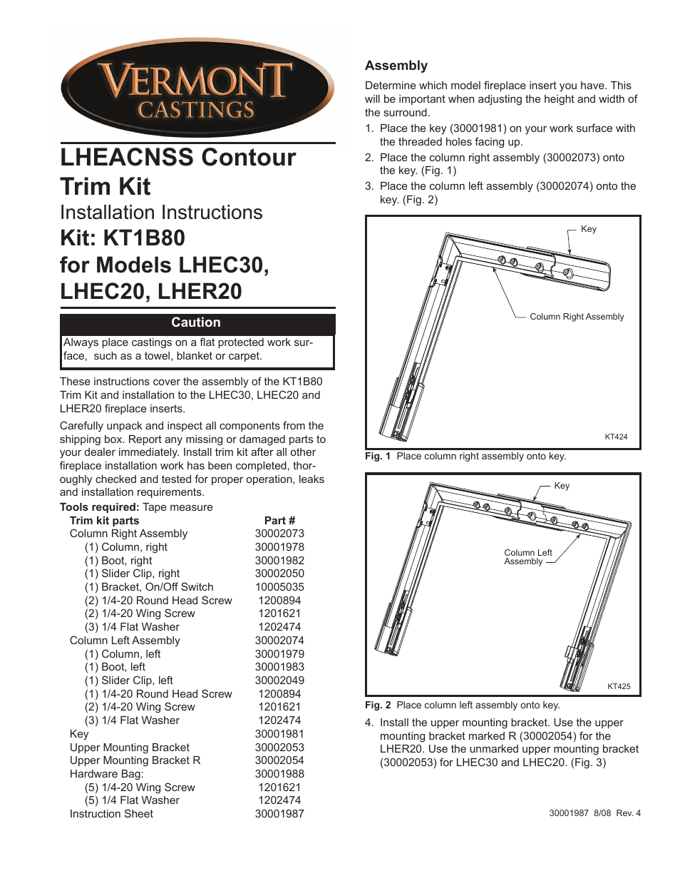 Vermont Castings LHEC20 User Manual | 2 pages