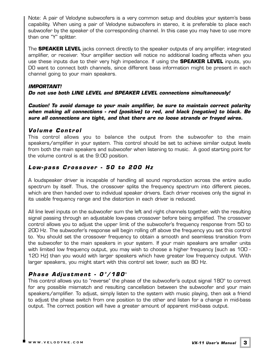 Velodyne Acoustics V E L O D Y N E VX-11 User Manual | Page 6 / 16