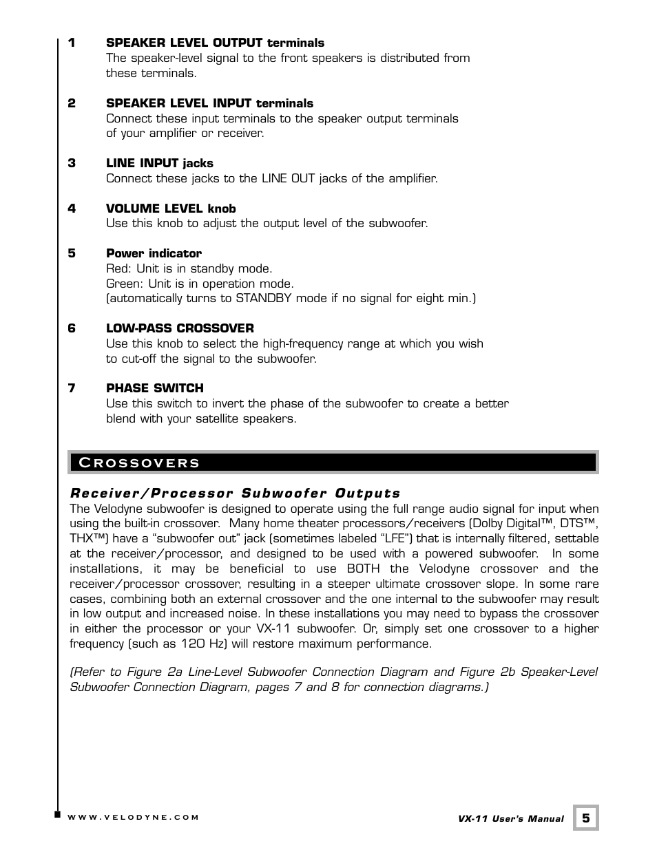 Velodyne Acoustics V E L O D Y N E VX-11 User Manual | Page 8 / 16