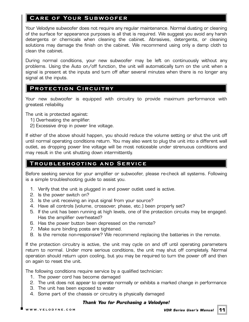 Velodyne Acoustics DSP-CONTROLLED SUBWOOFERS VDR-12 User Manual | Page 14 / 18