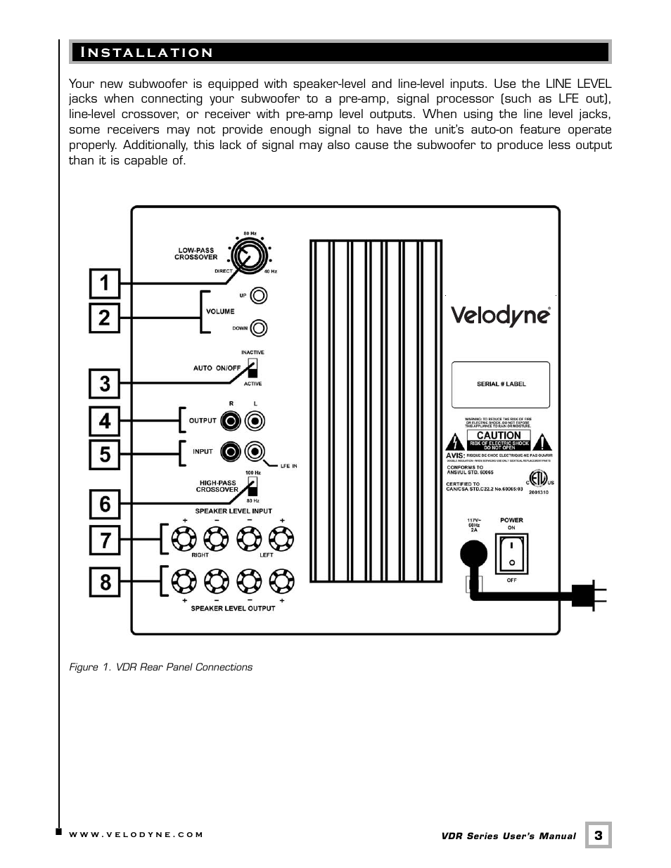 Velodyne Acoustics DSP-CONTROLLED SUBWOOFERS VDR-12 User Manual | Page 6 / 18