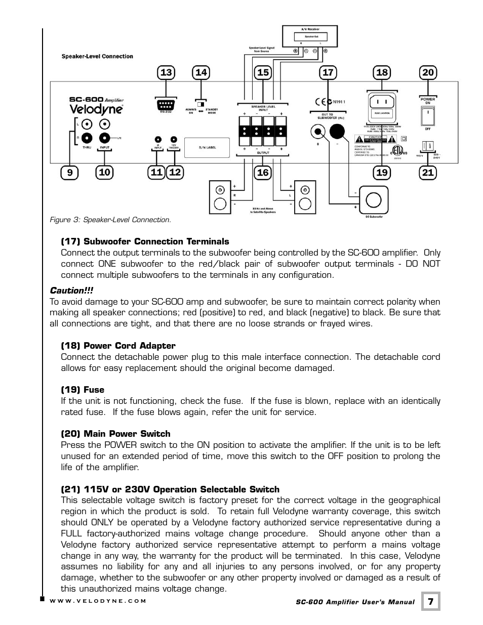 Velodyne Acoustics SUBCONTRACTOR SC-600 User Manual | Page 10 / 24