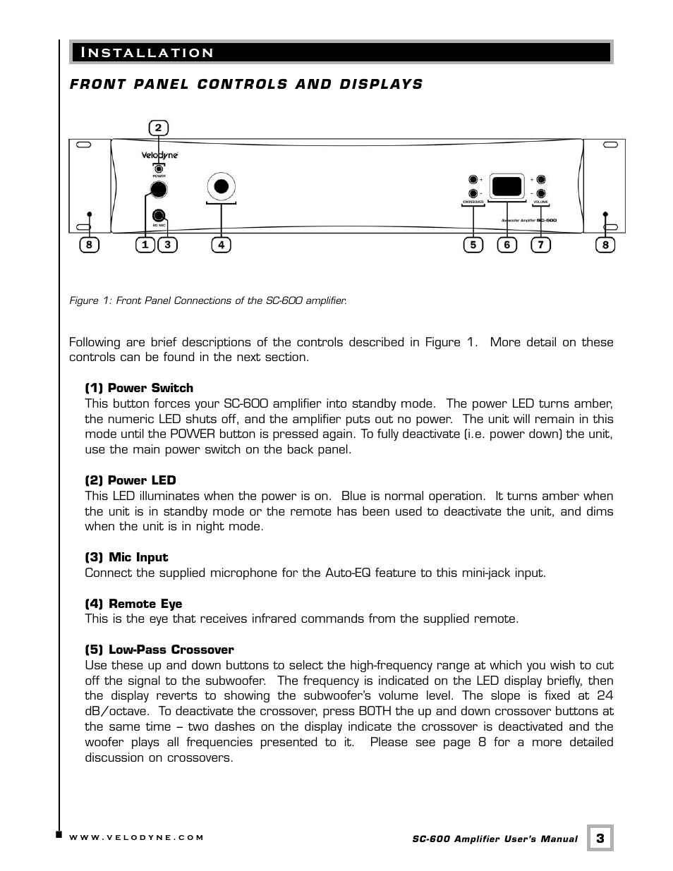 Velodyne Acoustics SUBCONTRACTOR SC-600 User Manual | Page 6 / 24