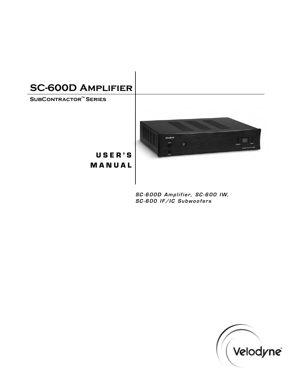Velodyne Acoustics SC-600D User Manual | 23 pages