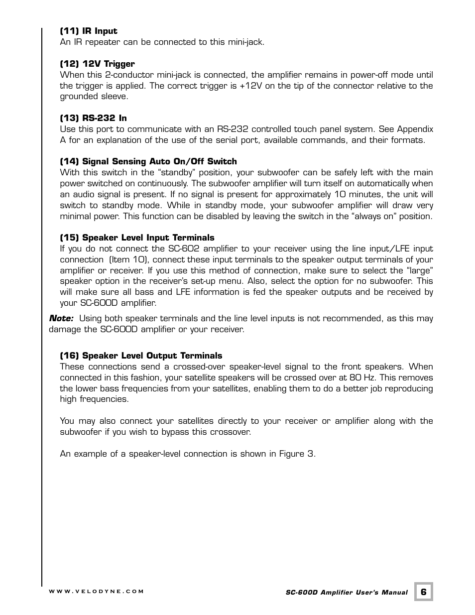 Velodyne Acoustics SC-600D User Manual | Page 9 / 23