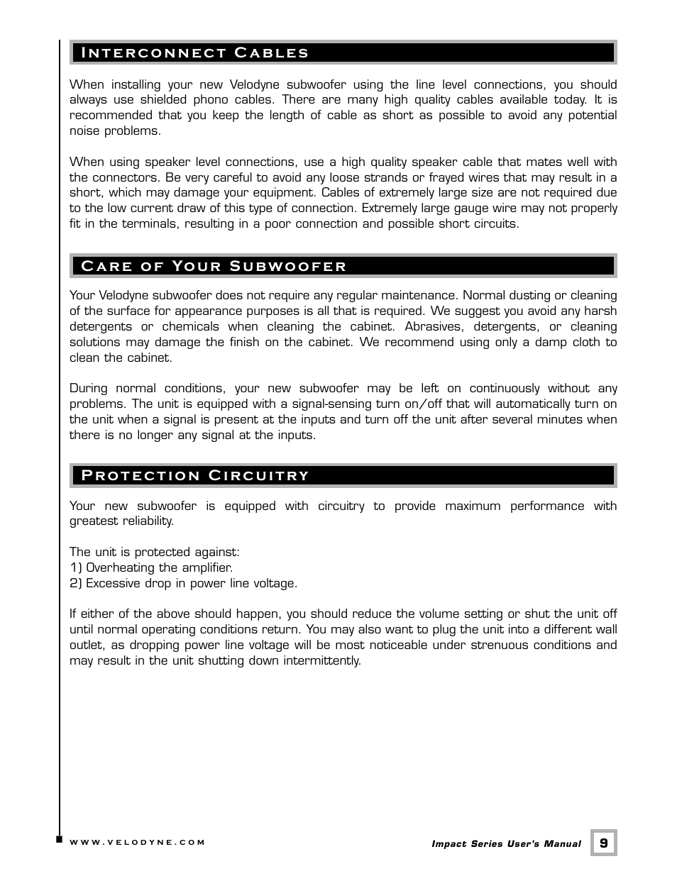 Velodyne Acoustics IMPACT MINI User Manual | Page 12 / 17