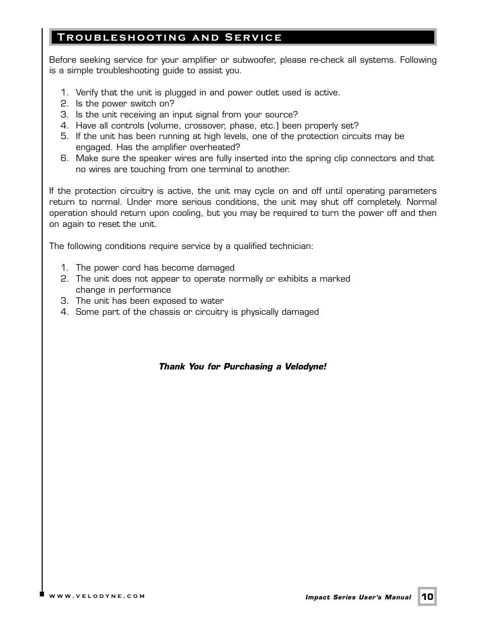 Velodyne Acoustics IMPACT MINI User Manual | Page 13 / 17