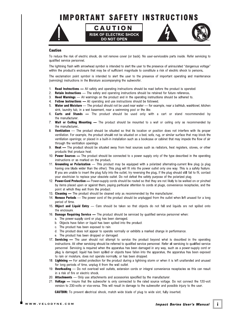 Velodyne Acoustics IMPACT MINI User Manual | Page 2 / 17