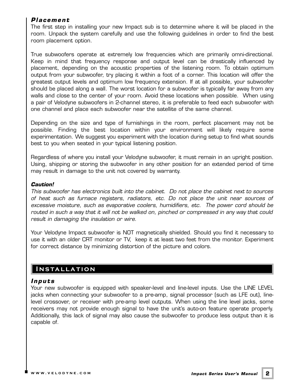 Velodyne Acoustics IMPACT MINI User Manual | Page 5 / 17