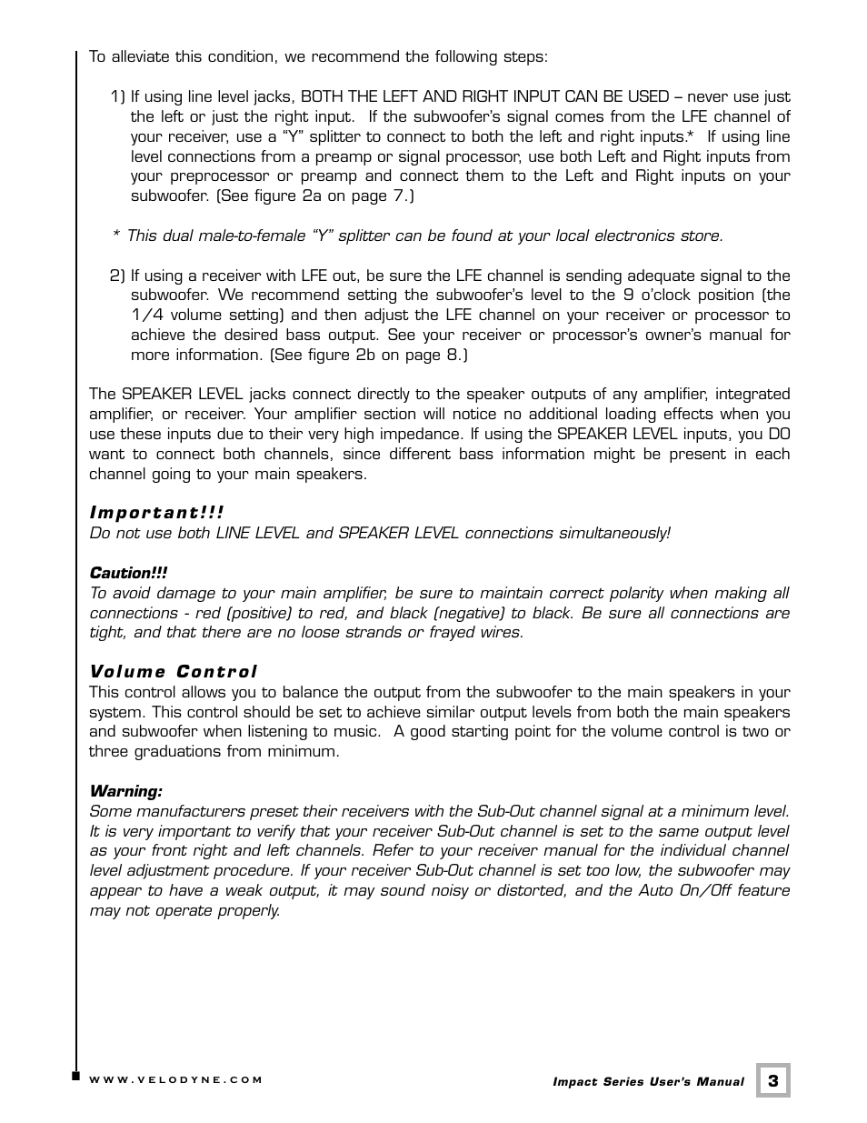 Velodyne Acoustics IMPACT MINI User Manual | Page 6 / 17