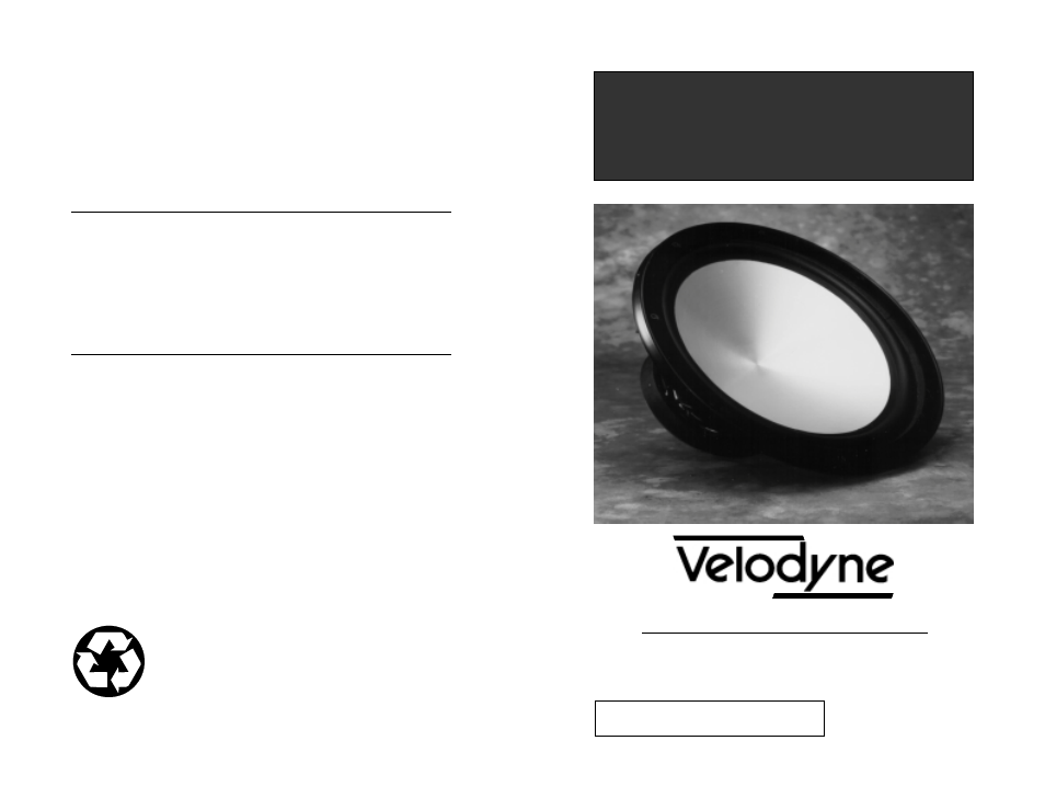 Velodyne Acoustics DF-12sc User Manual | 6 pages