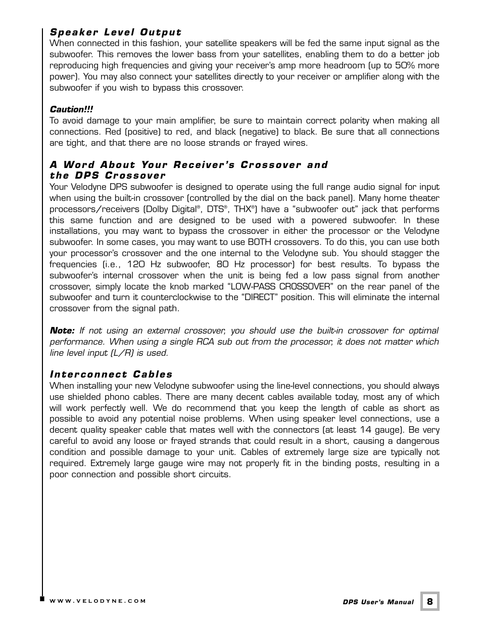 Velodyne Acoustics DPS SERIES DPS-12 User Manual | Page 11 / 17