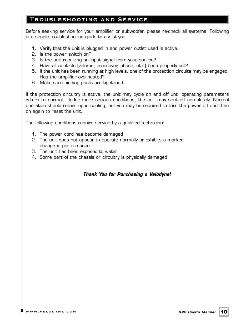 Velodyne Acoustics DPS SERIES DPS-12 User Manual | Page 13 / 17