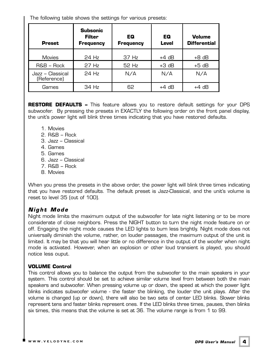 Velodyne Acoustics DPS SERIES DPS-12 User Manual | Page 7 / 17