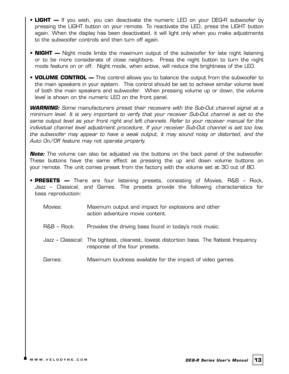 Velodyne Acoustics DEQ-15R User Manual | Page 16 / 23