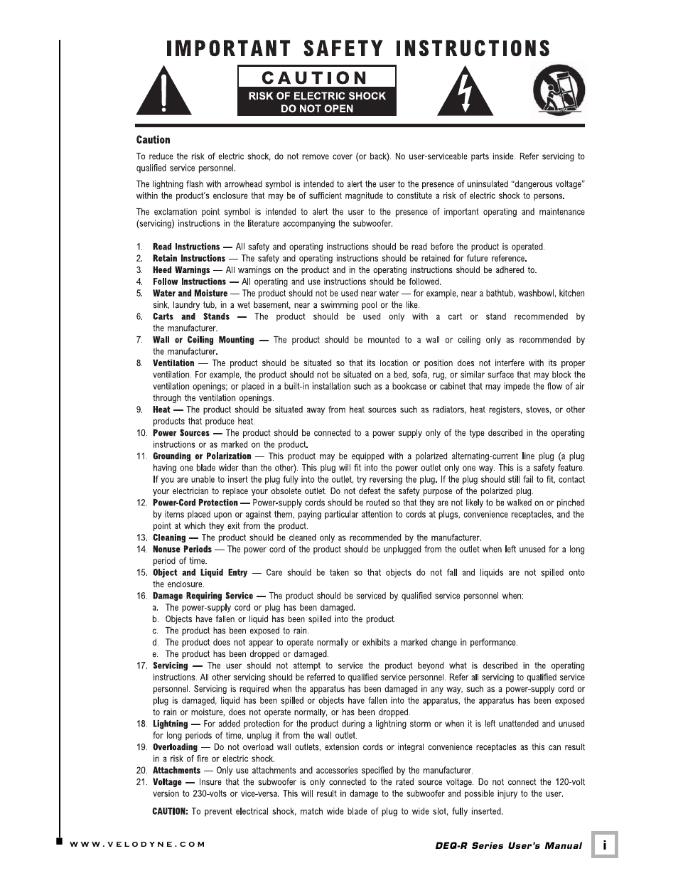 Velodyne Acoustics DEQ-15R User Manual | Page 2 / 23