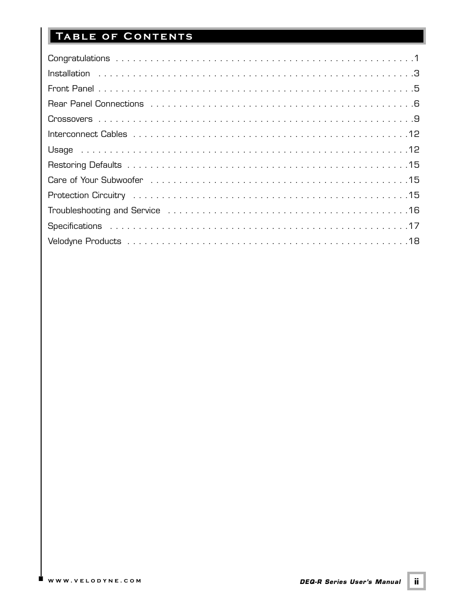 Velodyne Acoustics DEQ-15R User Manual | Page 3 / 23