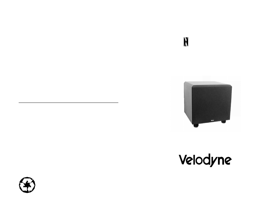 Velodyne Acoustics VA-806/907 User Manual | 6 pages