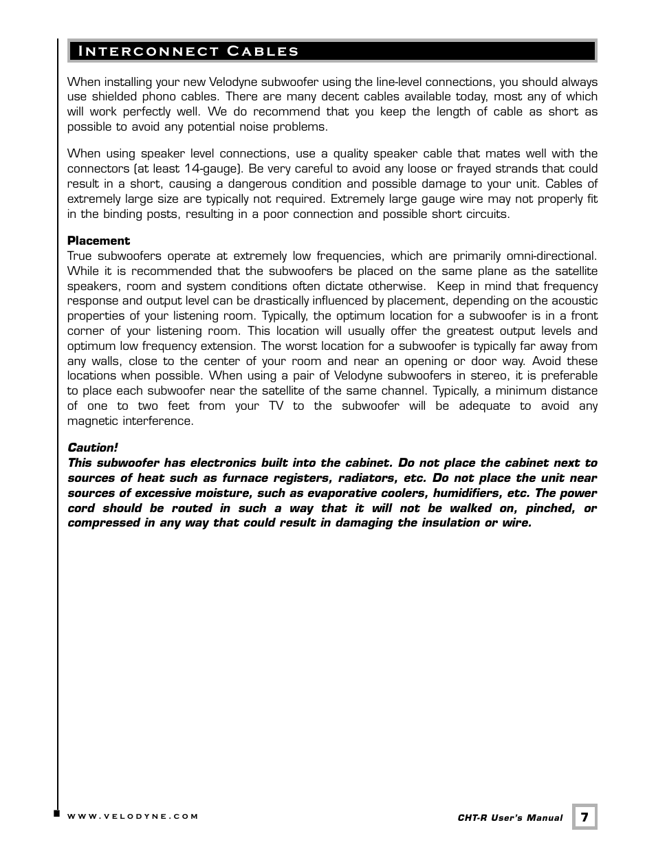 Velodyne Acoustics CHT-10R User Manual | Page 10 / 19