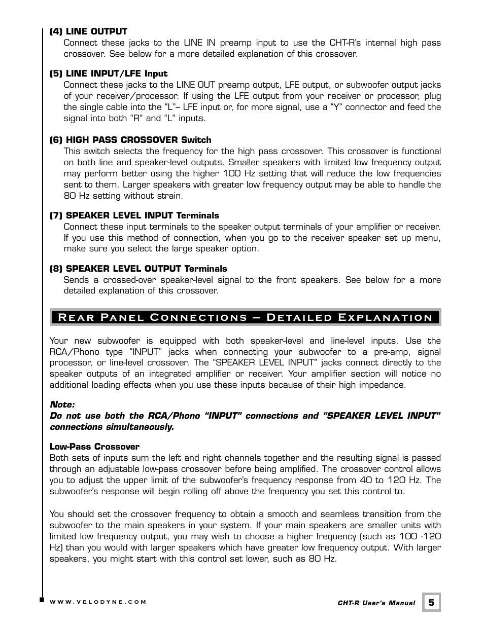 Velodyne Acoustics CHT-10R User Manual | Page 8 / 19