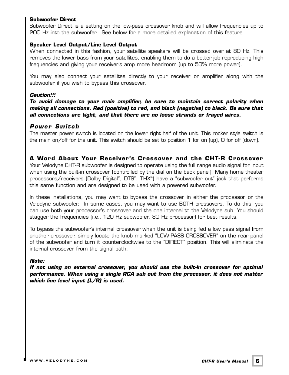 Velodyne Acoustics CHT-10R User Manual | Page 9 / 19