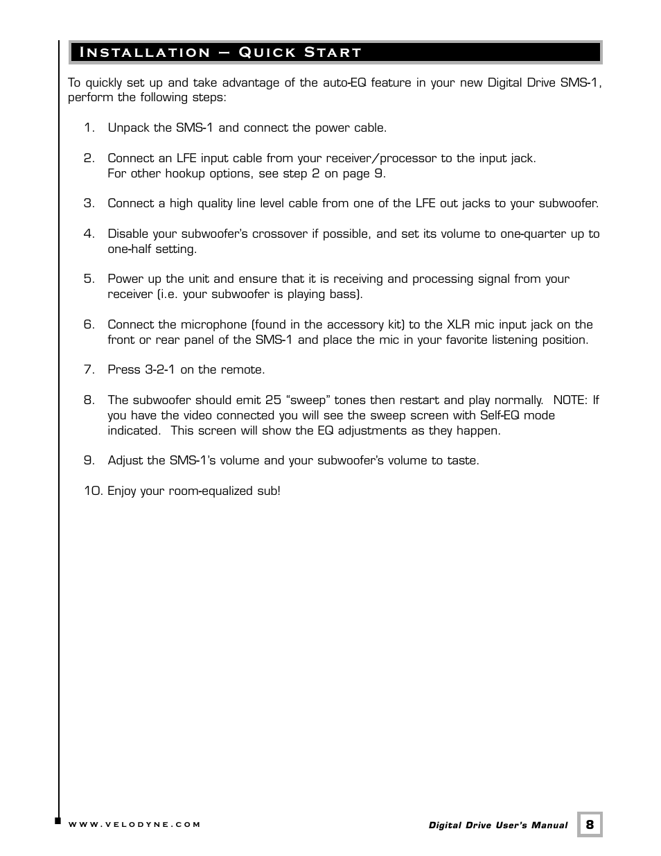 Velodyne Acoustics SMS -1 User Manual | Page 14 / 49