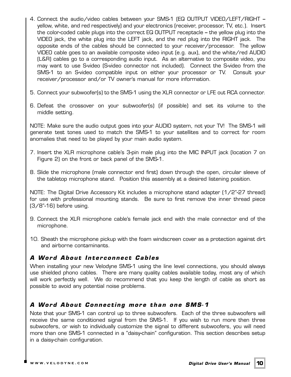 Velodyne Acoustics SMS -1 User Manual | Page 16 / 49