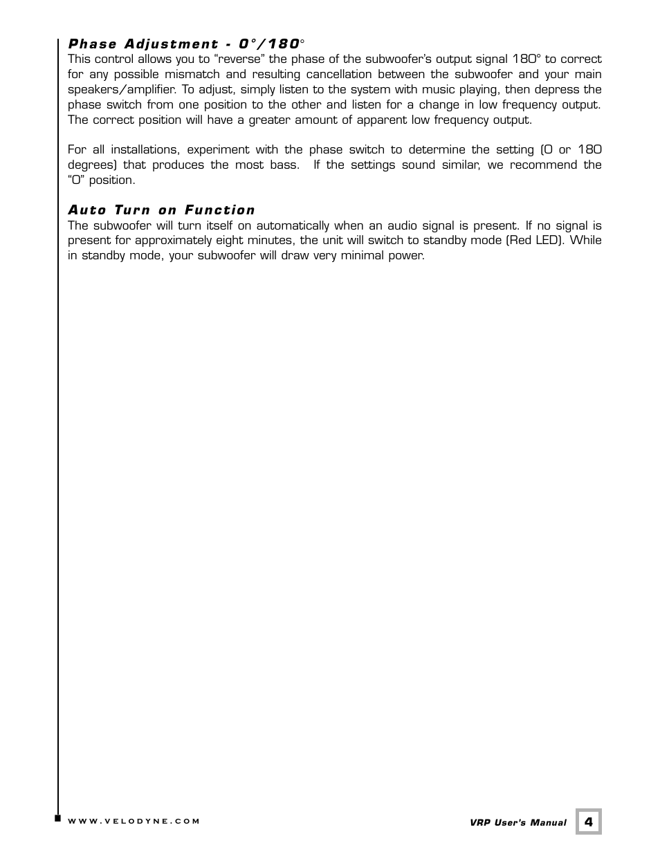 Velodyne Acoustics VRP Series User Manual | Page 7 / 17