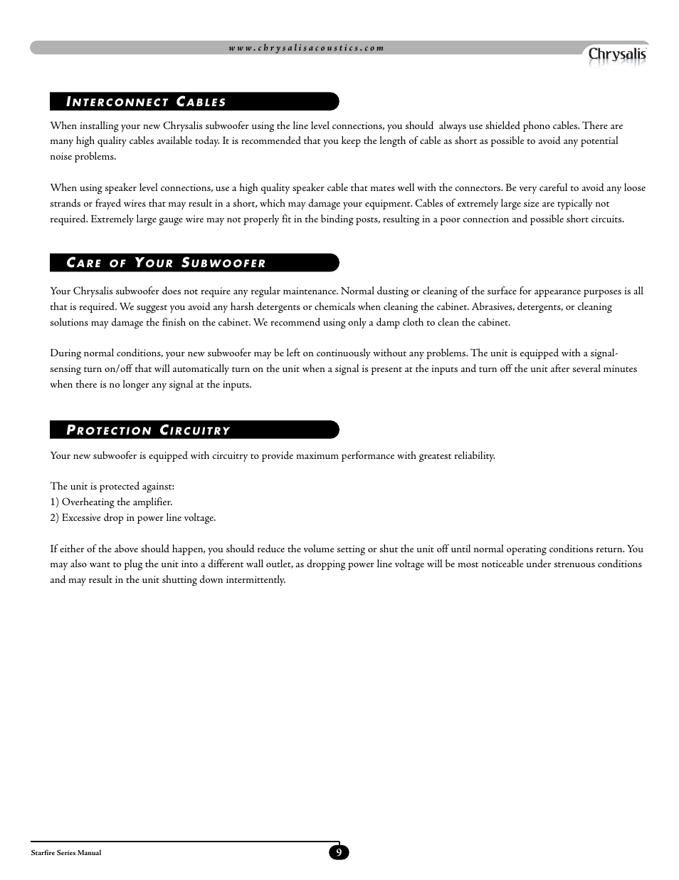 Velodyne Acoustics STARFIRE-10 User Manual | Page 12 / 17