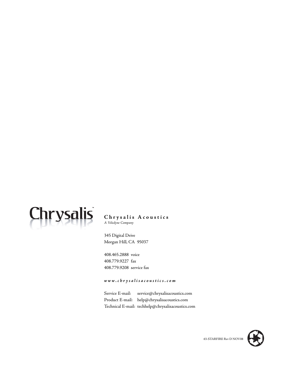 Velodyne Acoustics STARFIRE-10 User Manual | Page 17 / 17