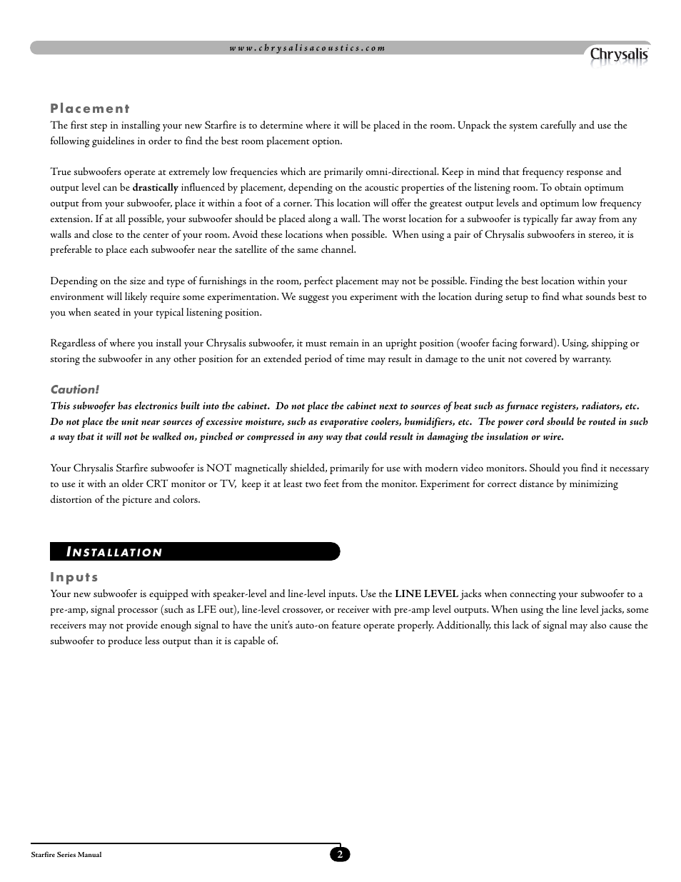 Velodyne Acoustics STARFIRE-10 User Manual | Page 5 / 17