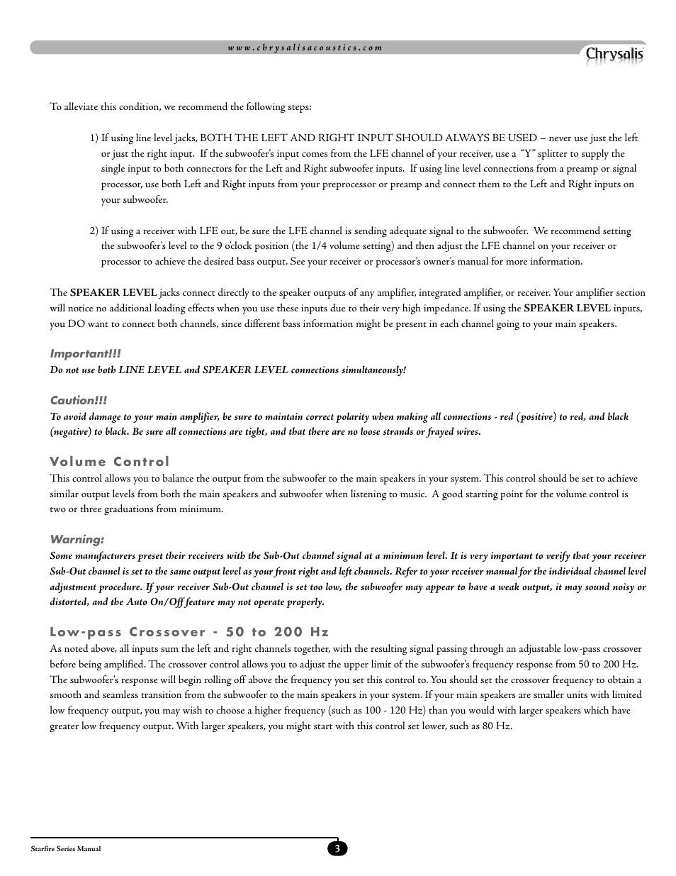 Velodyne Acoustics STARFIRE-10 User Manual | Page 6 / 17