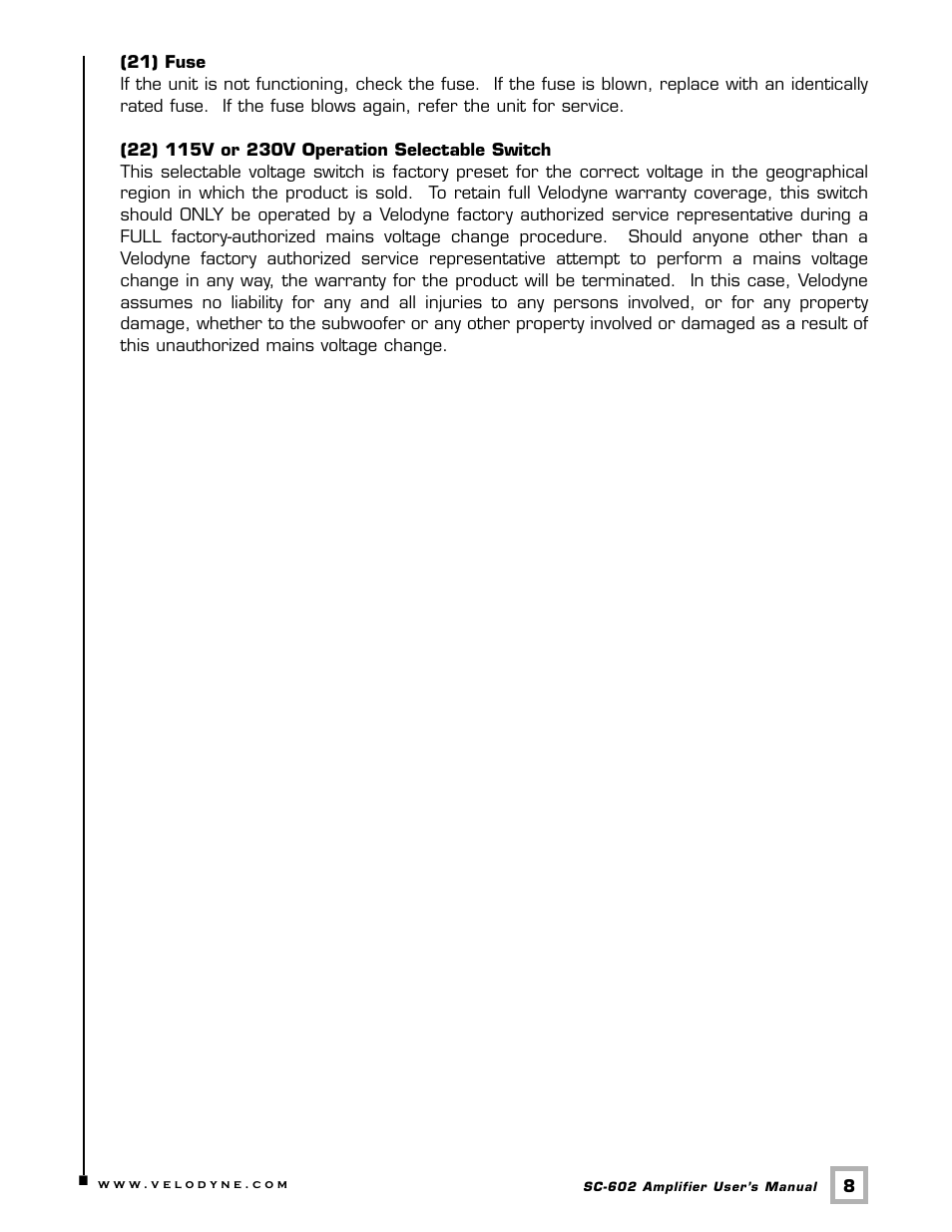 Velodyne Acoustics SC-602 User Manual | Page 11 / 25