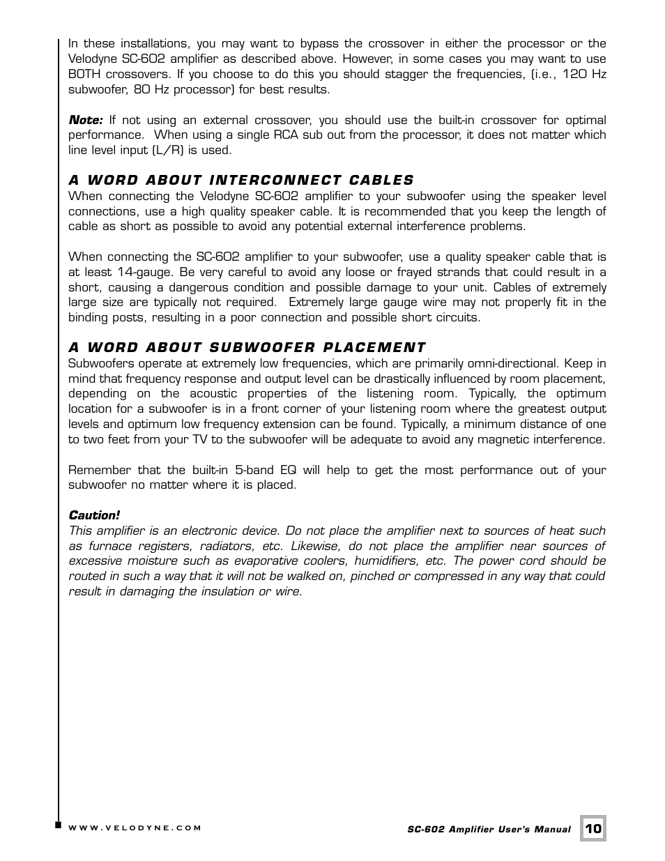 Velodyne Acoustics SC-602 User Manual | Page 13 / 25