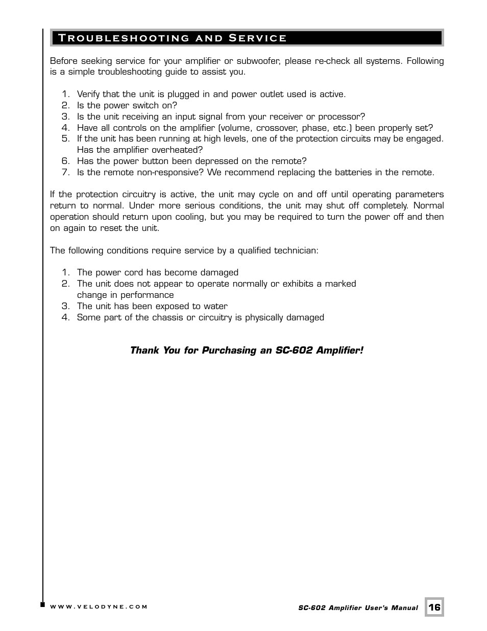 Velodyne Acoustics SC-602 User Manual | Page 19 / 25