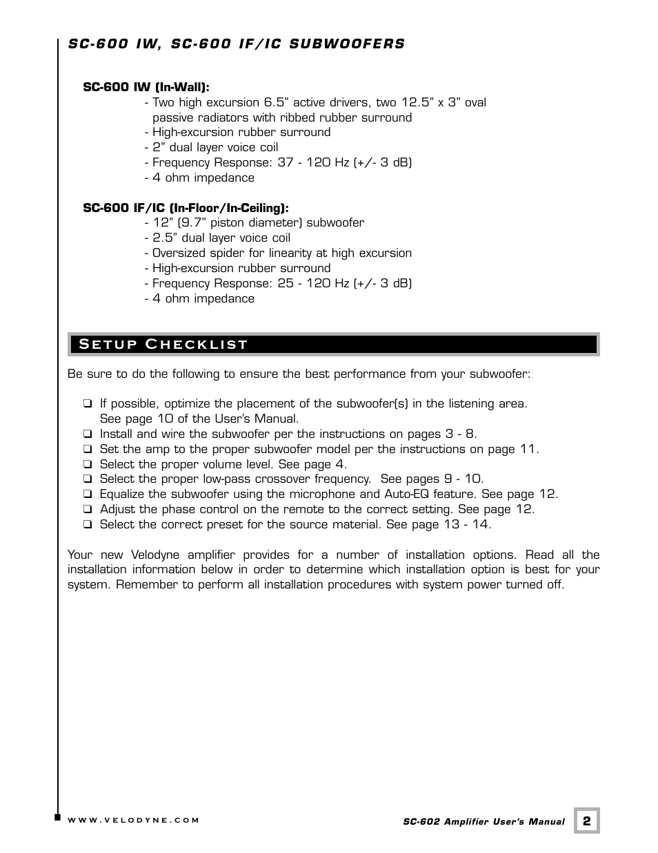 Velodyne Acoustics SC-602 User Manual | Page 5 / 25