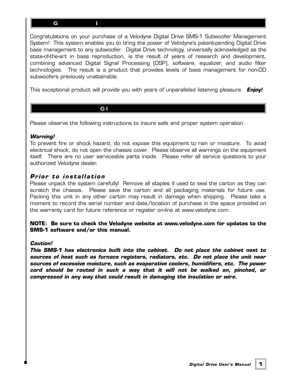 Velodyne Acoustics SMSTM -1 User Manual | Page 7 / 49