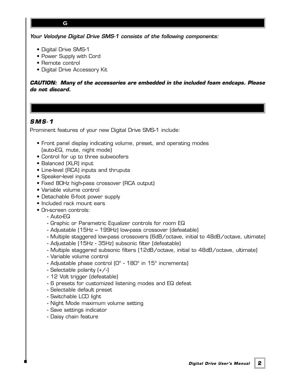 Velodyne Acoustics SMSTM -1 User Manual | Page 8 / 49