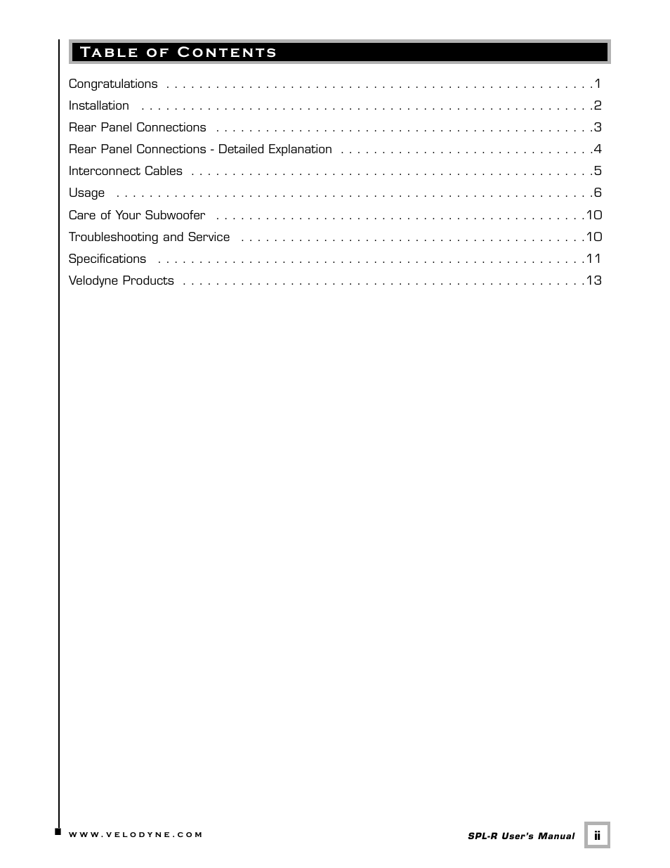 Velodyne Acoustics Velodyne SPL-R Series SPL-1500R User Manual | Page 3 / 17