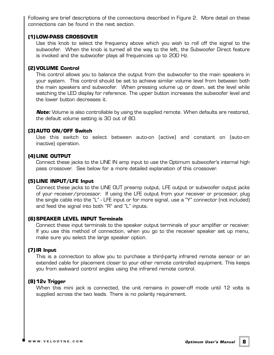 Velodyne Acoustics Velodyne CHT 12 User Manual | Page 11 / 22