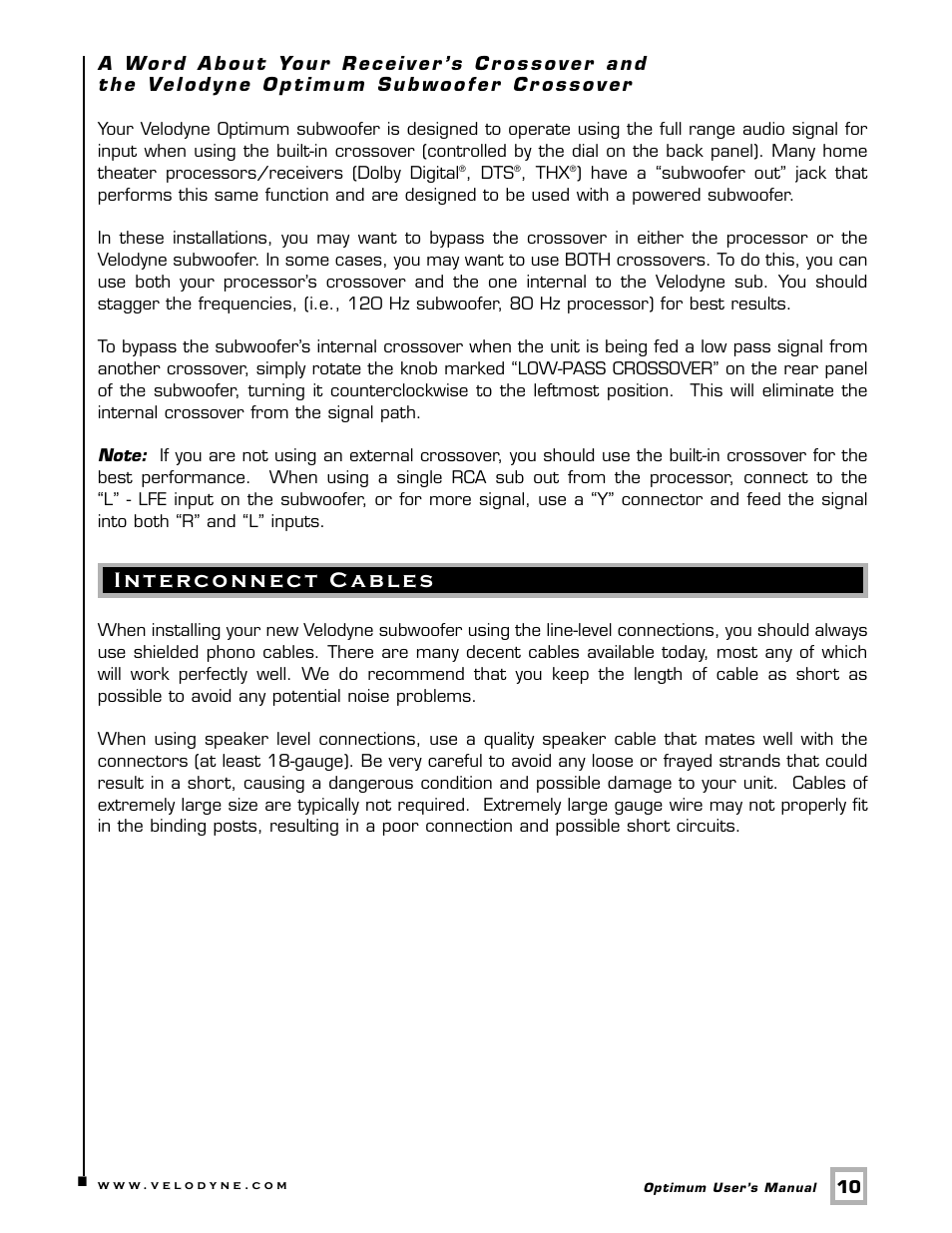 Velodyne Acoustics Velodyne CHT 12 User Manual | Page 13 / 22