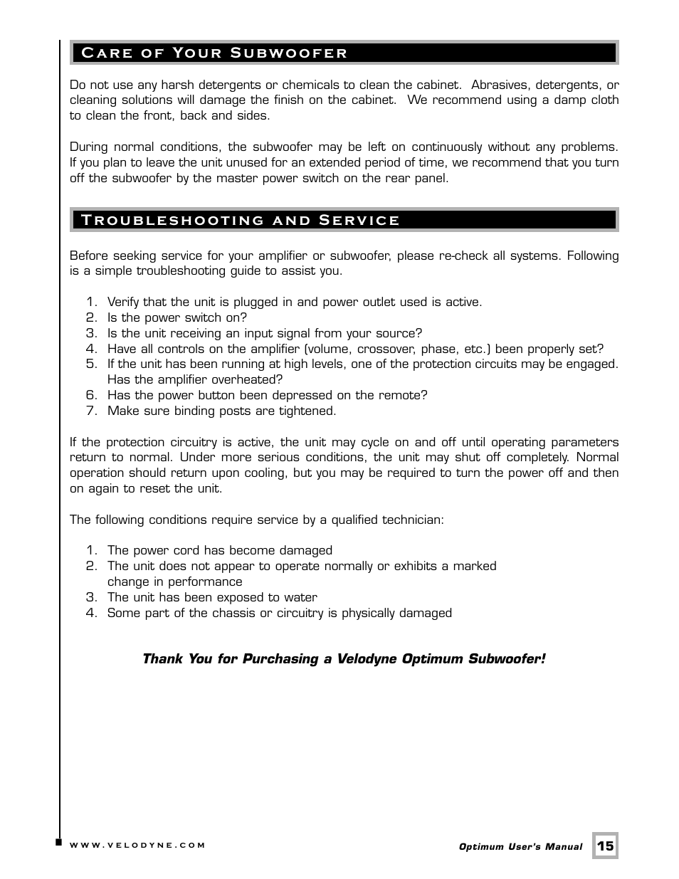 Velodyne Acoustics Velodyne CHT 12 User Manual | Page 18 / 22