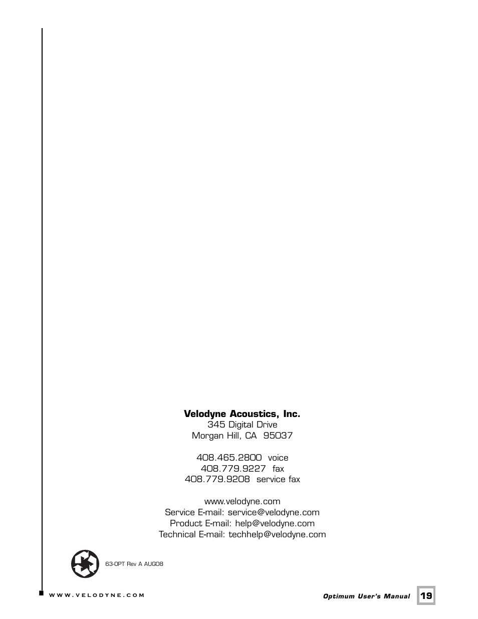 Velodyne Acoustics Velodyne CHT 12 User Manual | Page 22 / 22