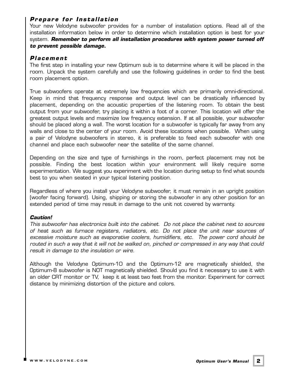 Velodyne Acoustics Velodyne CHT 12 User Manual | Page 5 / 22