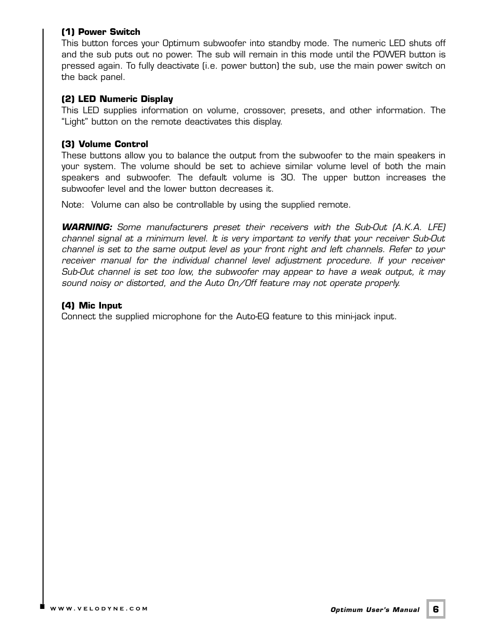 Velodyne Acoustics Velodyne CHT 12 User Manual | Page 9 / 22