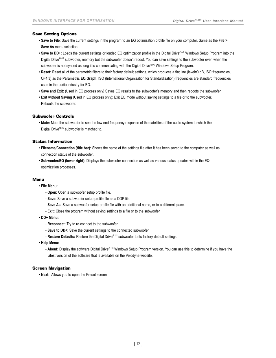 Velodyne Acoustics DIGITAL DRIVEPLUS DD-18+ User Manual | Page 14 / 40