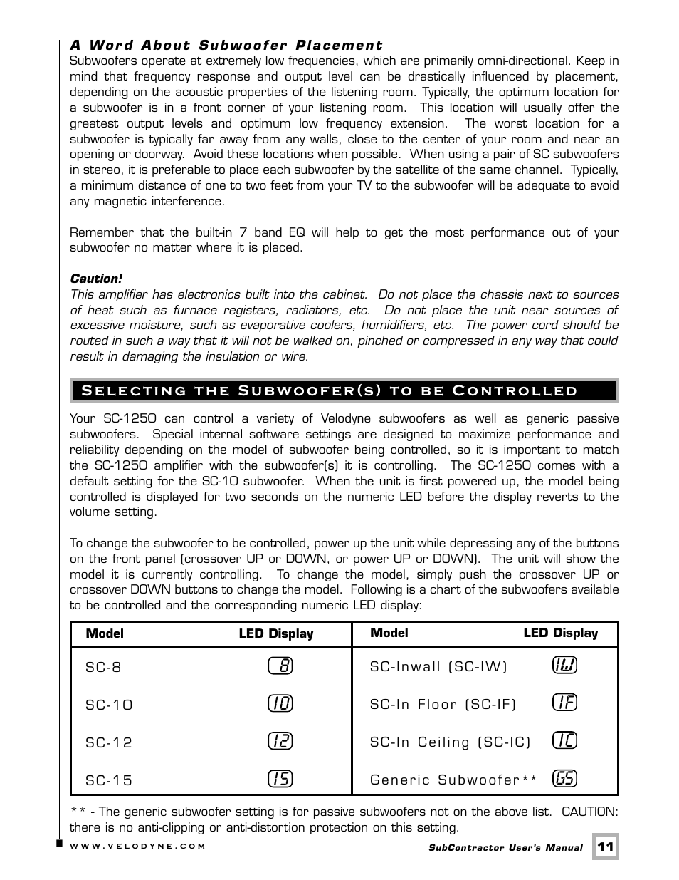 Velodyne Acoustics SC-1250. User Manual | Page 17 / 26