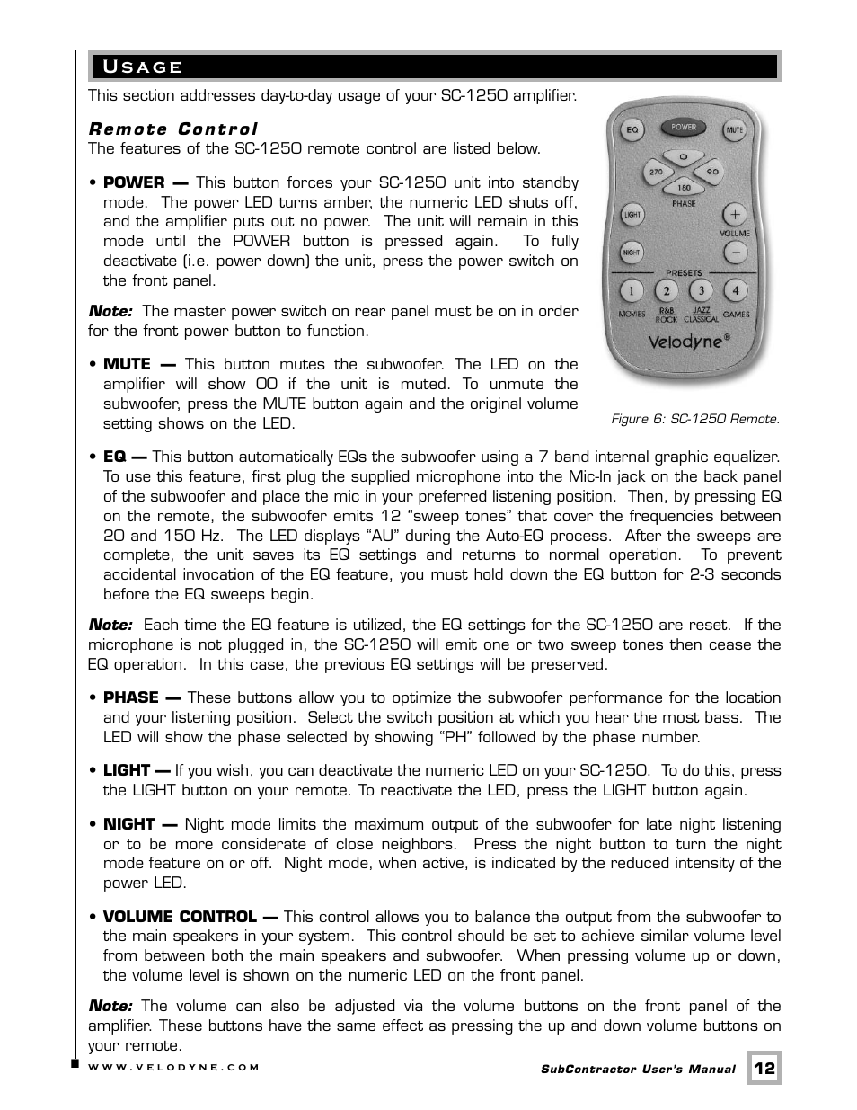Velodyne Acoustics SC-1250. User Manual | Page 18 / 26