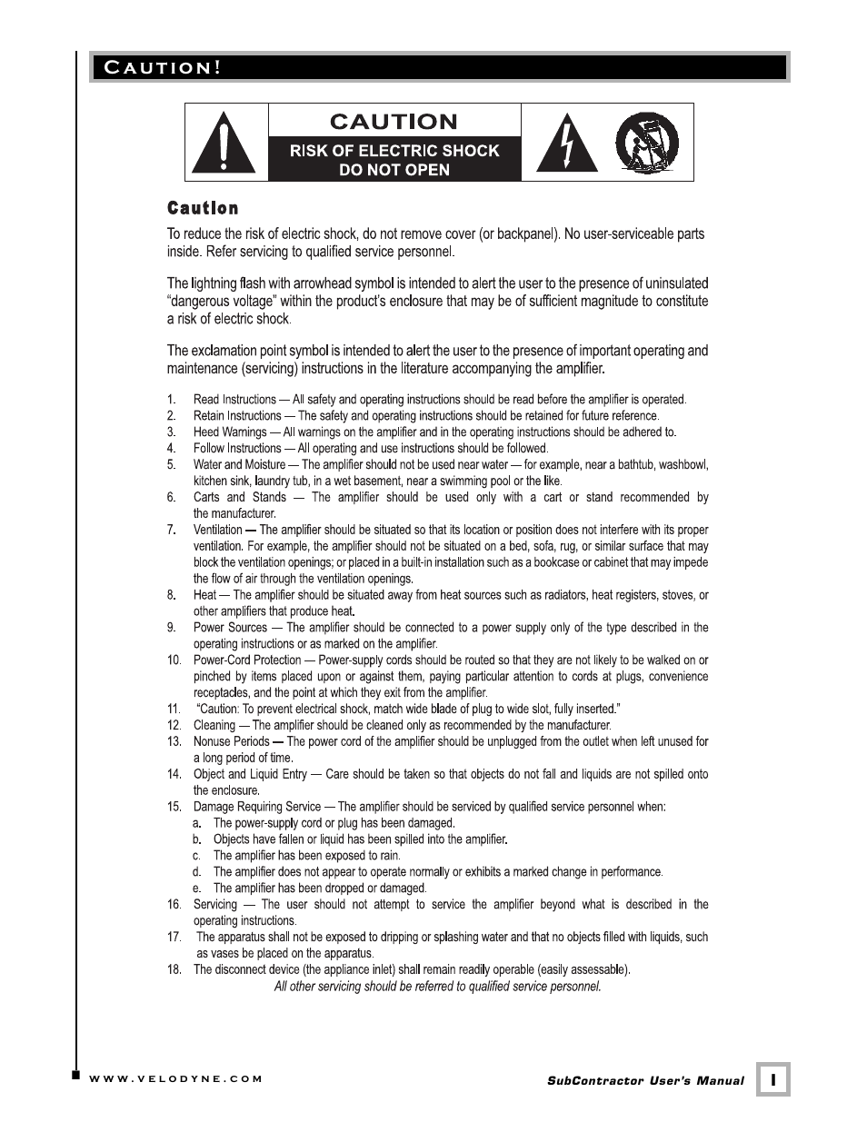 Velodyne Acoustics SC-1250. User Manual | Page 2 / 26