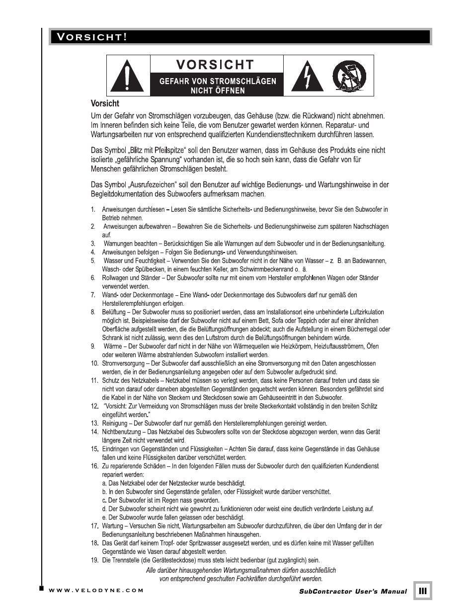 Velodyne Acoustics SC-1250. User Manual | Page 4 / 26